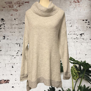 RICKI'S grey & white ribknit cowl neck Sweater tunic L/G